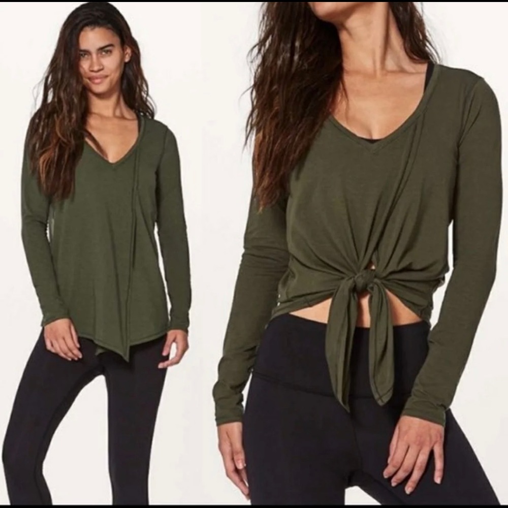 🍋Lululemon Olive Green Knot A Problem LS Shirt